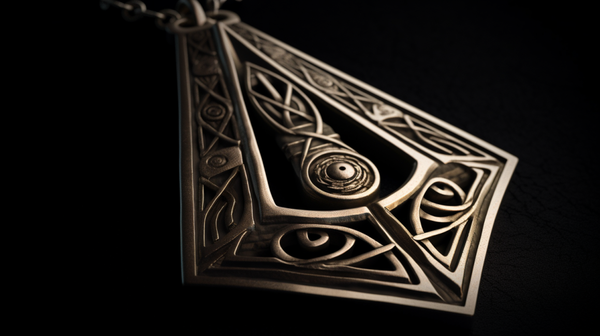 Close-up of a beautiful amulet-inspired pendant, showcasing detailed design elements and symbolism.