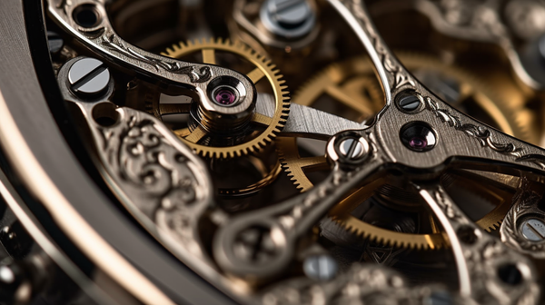 engraving on a movement in a mechanical watch