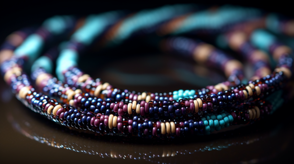 Close-up of modern bead jewelry piece showcasing detailed craftsmanship