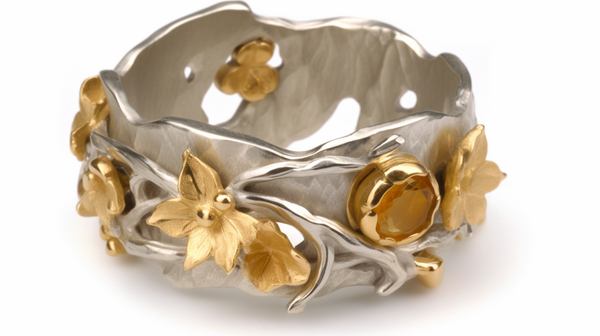 distinctive jewellery designs, often featuring ethical gold and silver combined with precious gemstones