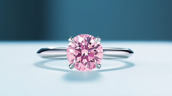 Pink diamond and white gold solitaire engagement ring