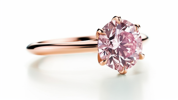 Pink diamond and rose gold solitaire engagement ring