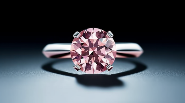 Pink diamond and white gold solitaire engagement ring