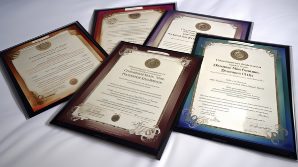 A collection of gemstone certificates from reputable laboratories.