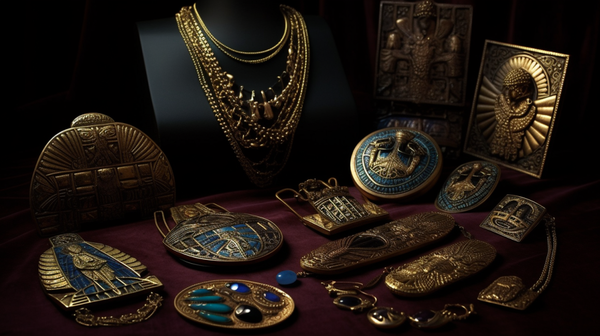 historical jewelry believed to have magical properties, like Egyptian scarab amulets or Viking runic talisman