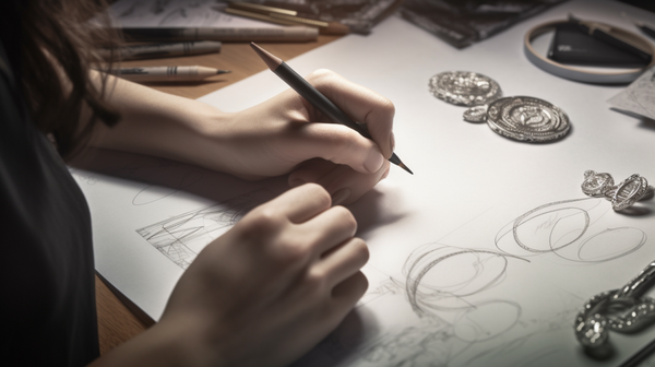 an artist sketching jewelry designs