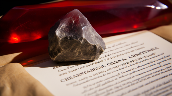 A gemstone certificate alongside a gemstone, highlighting the importance of certification and provenance.