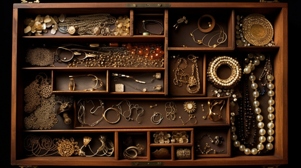 A diverse assortment of jewelry items in an open box, each representing a unique function or purpose