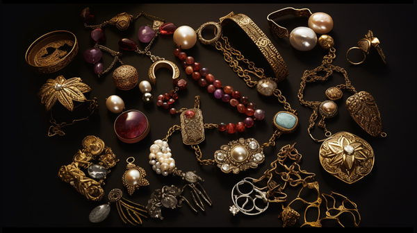 Montage of diverse symbolic jewelry pieces showcasing a variety of designs and symbols.