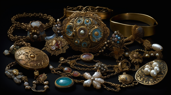 Diverse collection of historic, traditional, and contemporary jewelry pieces, showcasing the evolution of styles and techniques in jewelry making