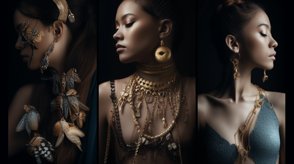 Collage of diverse contemporary jewellery pieces showcasing an array of styles, techniques, and materials