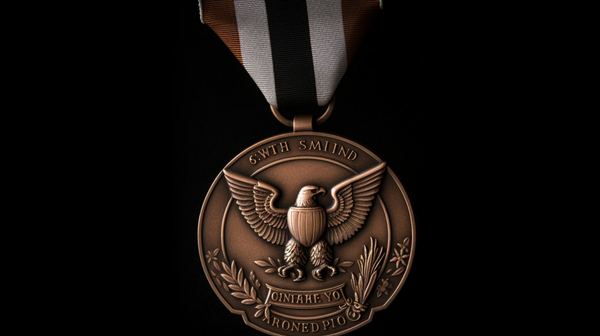 front-facing medal against a dark background to emphasize its design