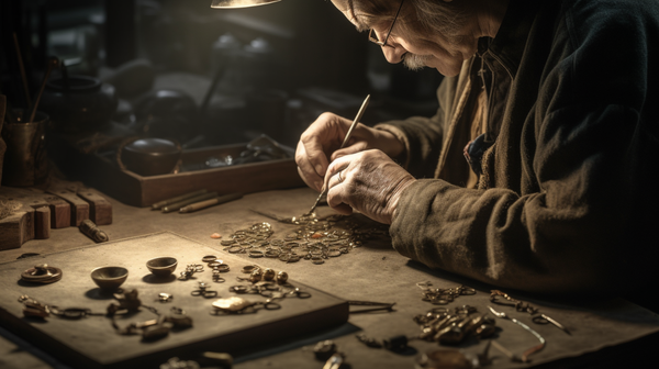 Non-Western artisan working on a traditional jewellery piece