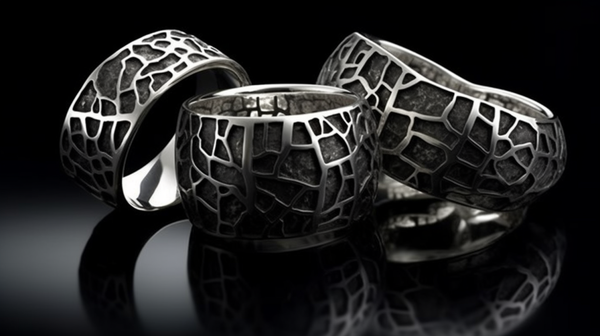 Contemporary jewellery piece utilizing non-traditional materials, highlighting the unique design and texture.