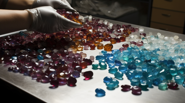 gemstones being processed after extraction