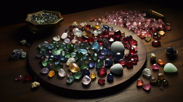 Gemstones displayed in a jewelry store