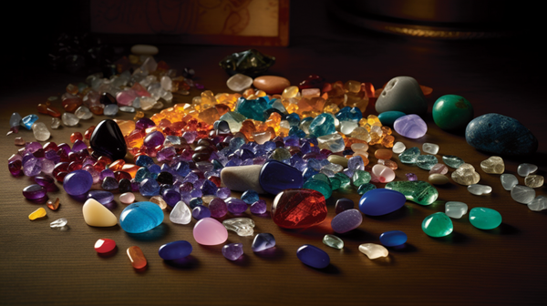 Gemstones displayed in a jewelry store