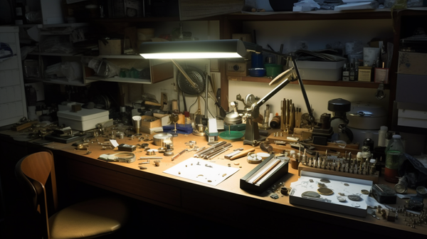 a well-lit watchmaker's workshop