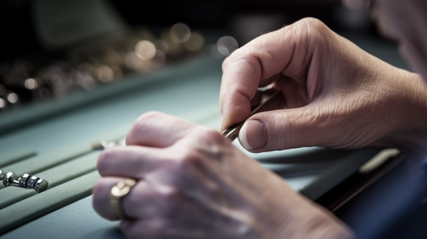 series of jewelry pieces being appraised by a professional