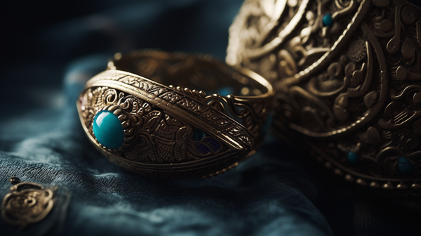 Close-up shot of a symbolic piece of jewellery, displaying intricate details that contribute to its personal significance.