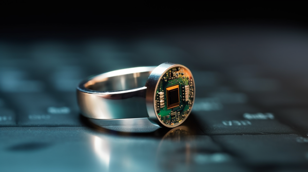 Close-up of a stylish smart ring, demonstrating the blend of technology and fashion in contemporary jewelry design.