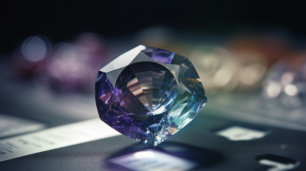 Close-up of a brilliantly cut gemstone, highlighting its unique color, clarity, and facets.