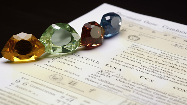 A gemstone certificate lying next to a piece of gemstone jewelry, symbolizing the importance of documentation in assessing gemstone quality.