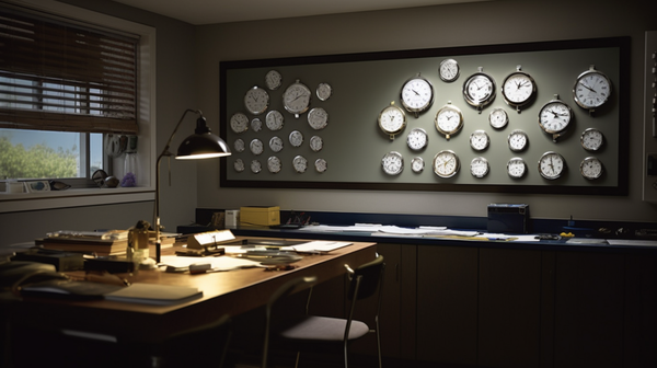 A horologist's workshop utilizing reflective surfaces to enhance natural lighting.
