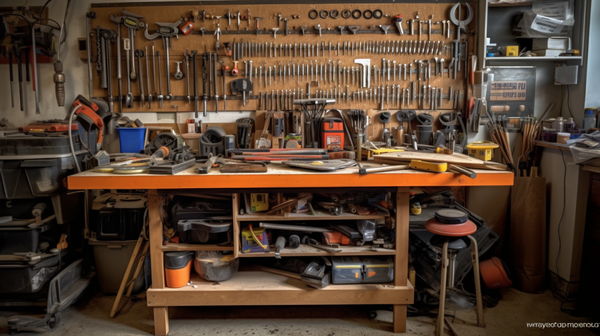 Detailed view of the workstations in a watchmaker's workshop, demonstrating an efficient equipment arrangement for easy access and systematic workflow.