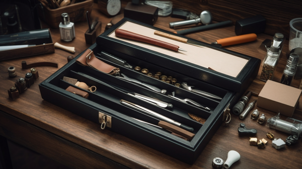 jewellers toolbox on a wooden wortop