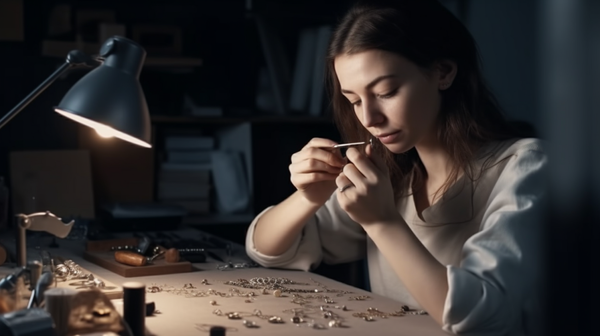 jeweller working in a jewellery workshop