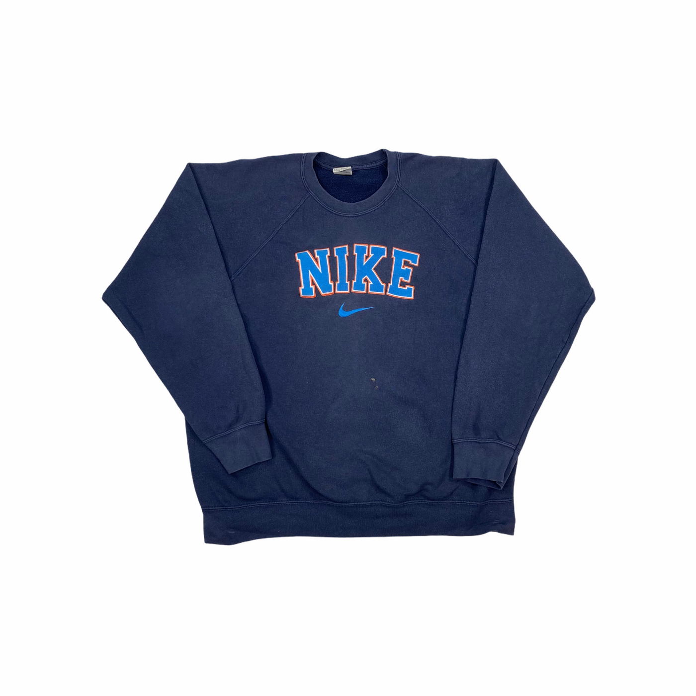 navy nike spell out sweatshirt