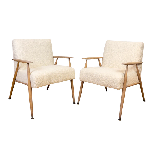 Pair of Danish Mid-Century Lounge Chairs | Armchairs | Mid-century Chairs | White Chairs