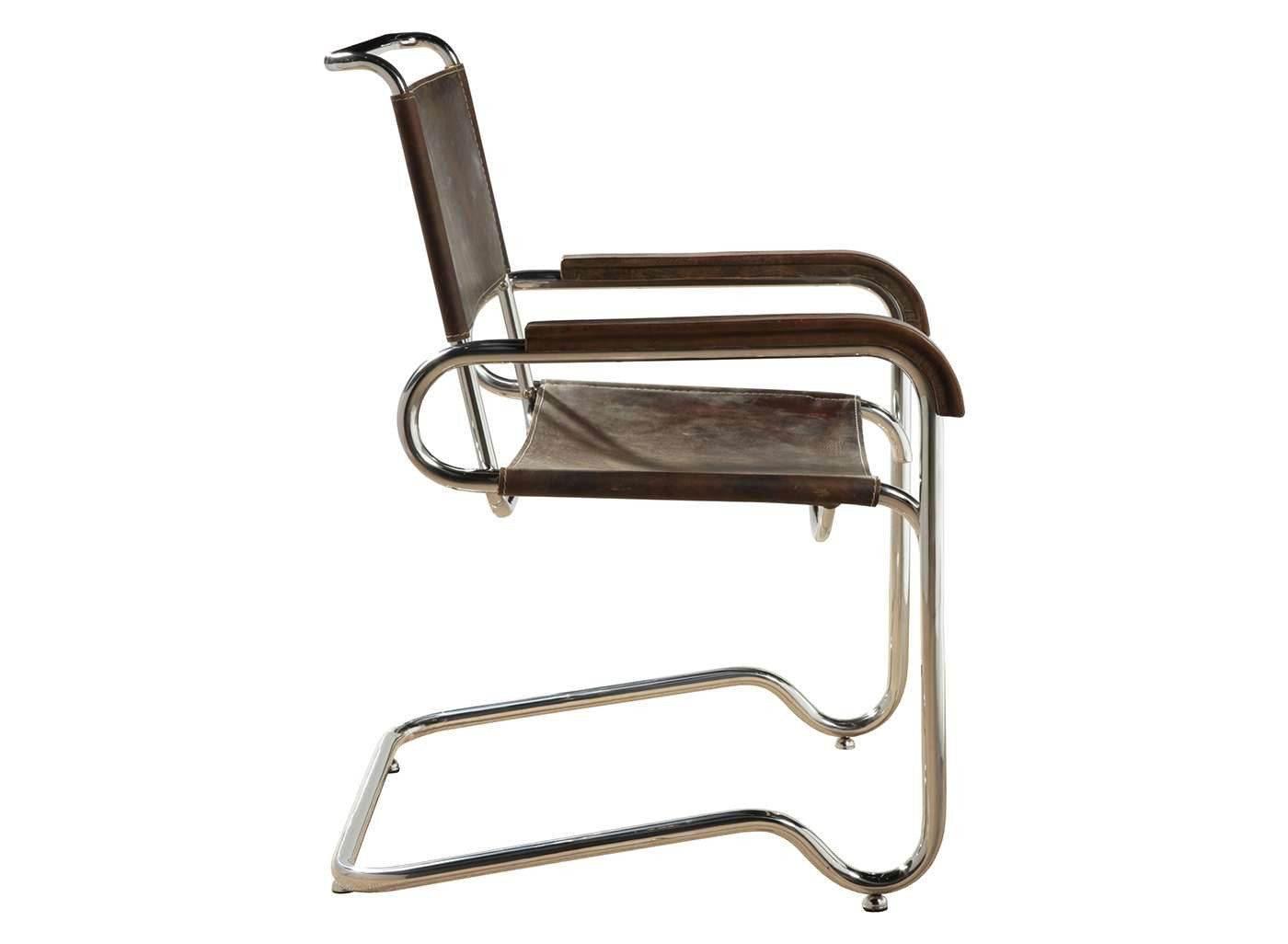 Stitched Leather Stainless Steel Arm Chair - Mitchell Litt ...