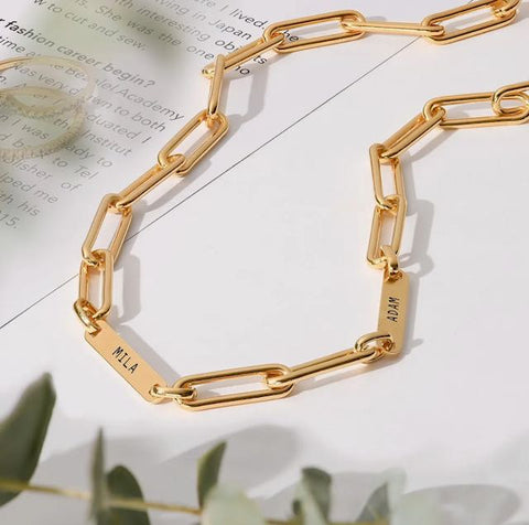 Ivy name paperclip chain necklace vermeil