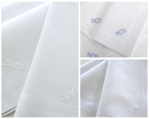 Set of 3 Assorted White Men's Handkerchiefs