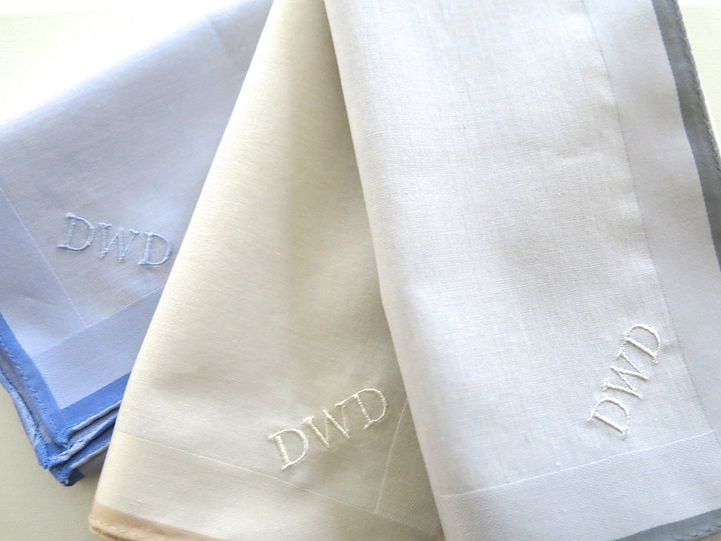 mens linen handkerchief with monogram