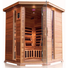 Load image into Gallery viewer, 4 Person Corner Cedar Sauna w/Carbon Heaters - HL400KC Bristol Bay