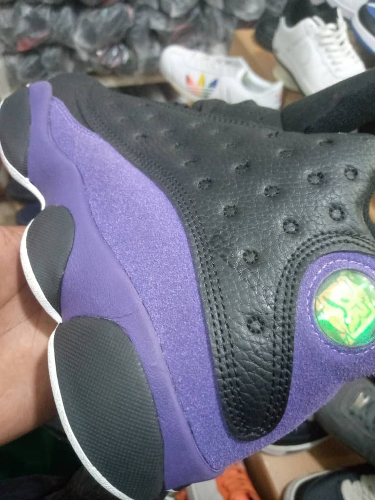 jordan 13 black white purple