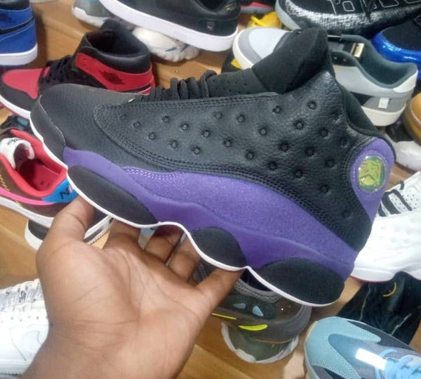 jordan 13 black white purple