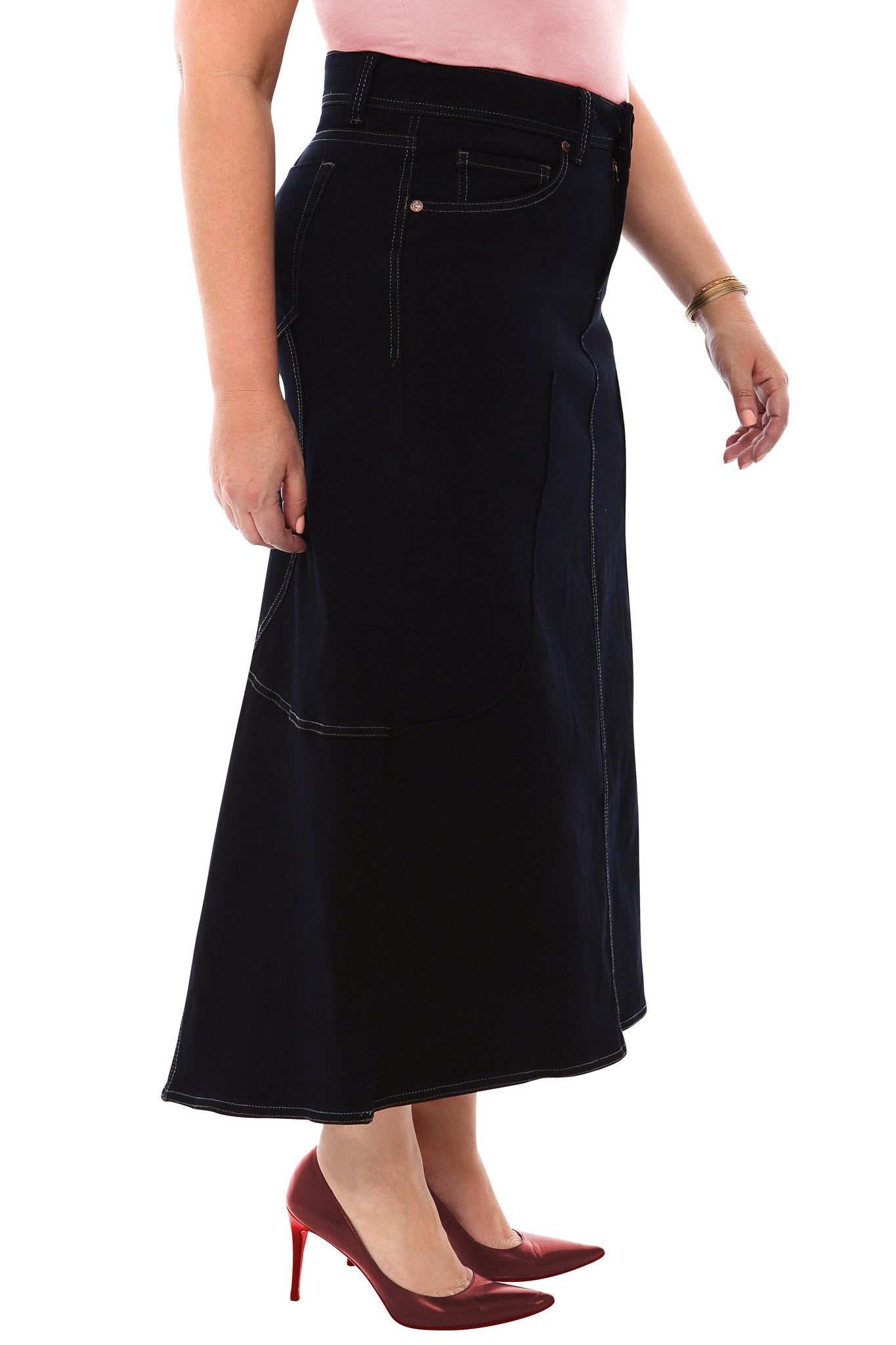 plus size maxi jean skirts