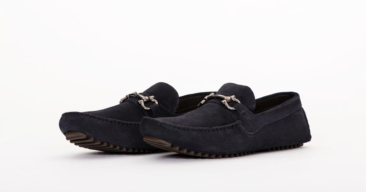 navy moccasins mens