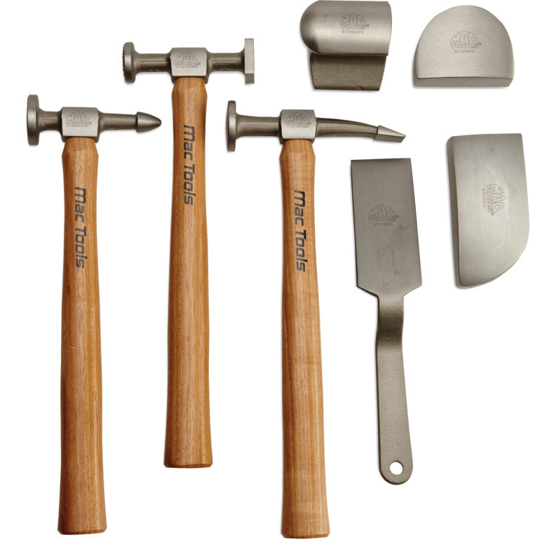 7 Pc Wooden Handled Hammer Auto Body Repair Tool Set Bts7w Mac Tools