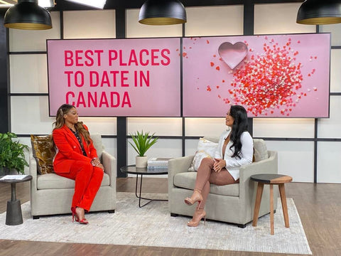 Carmelia Ray wearing Venao Activewear on Cityline TV show