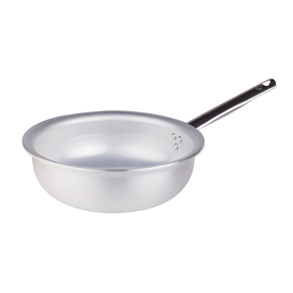 Agnelli Aluminum 5mm Deep Straight Fry Pan with Stainless Steel Rubber Handle, 7.8-Inches