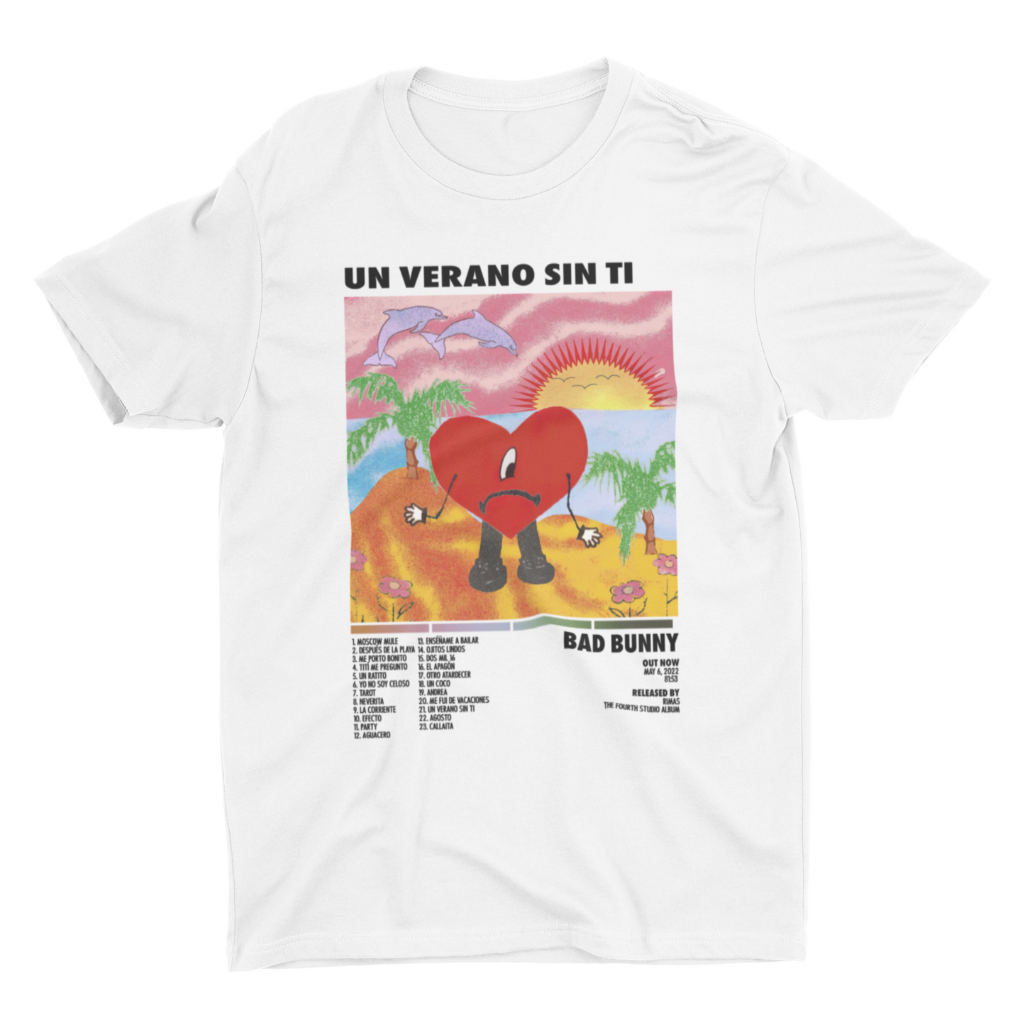 ordenar Chapoteo Presentador Un Verano Sin Ti Album Cover T-Shirt Merch Bad Bunny Summer 2022 – Stonk  Shark Co.