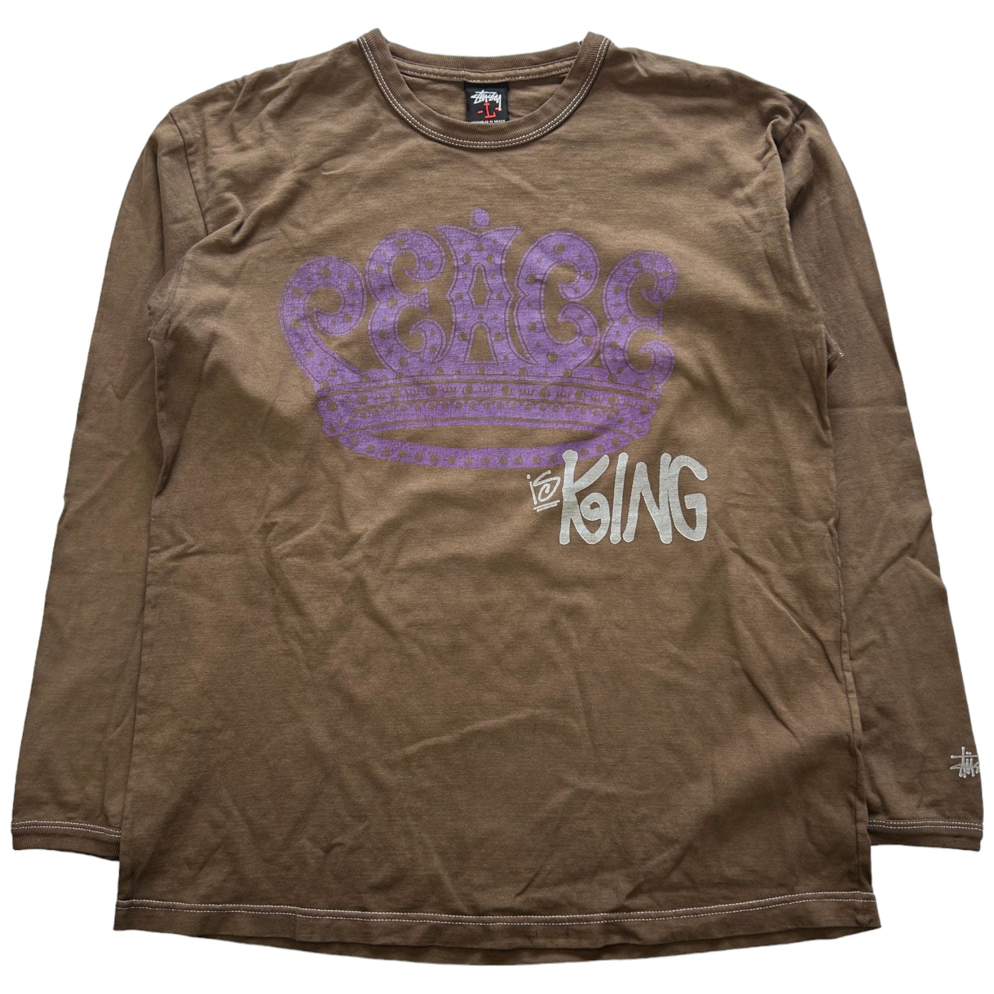 Image of Vintage Stussy Peace King Long Sleeve T-Shirt Size L