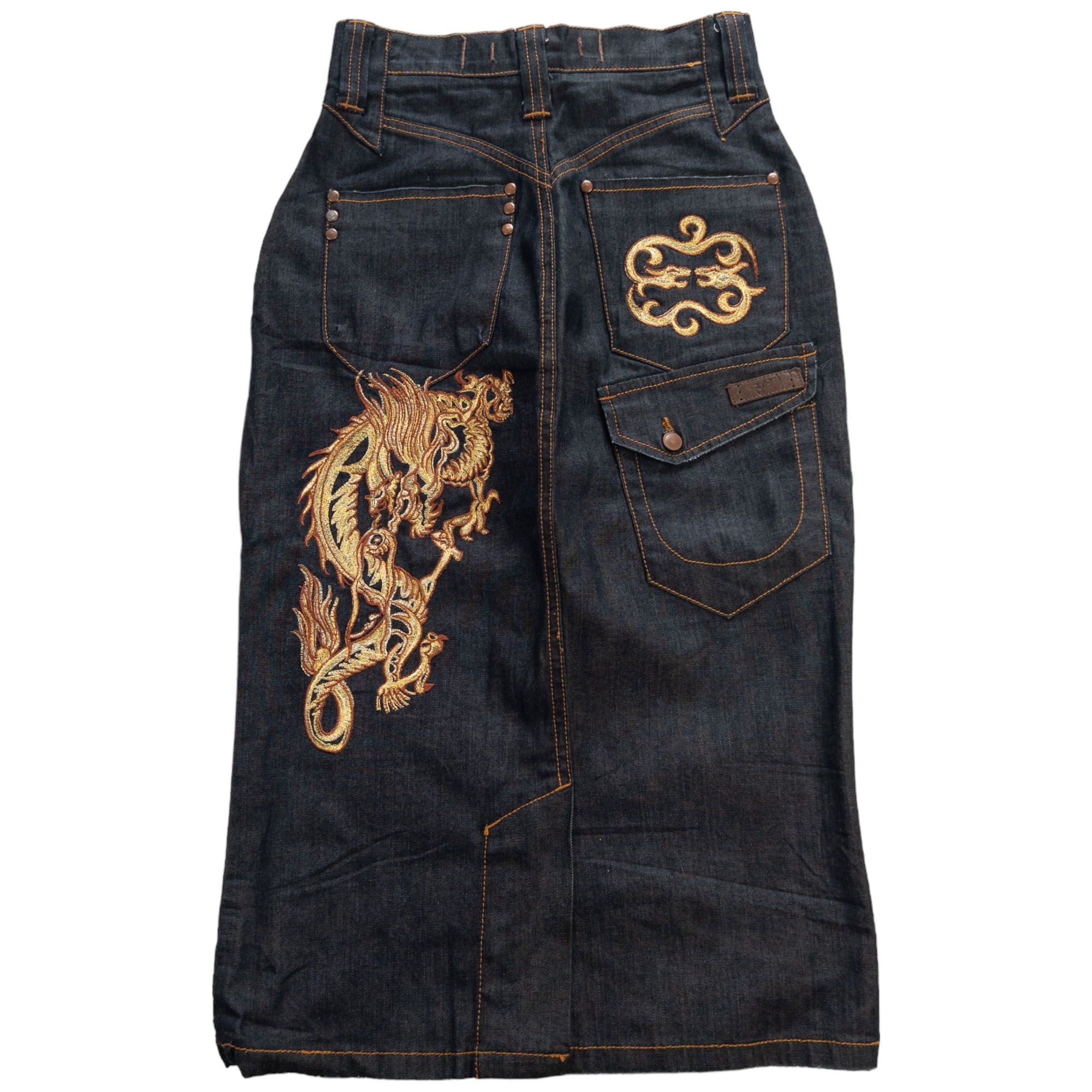 image of Vintage Dragon Japanese Denim Jean Skirt Size W28