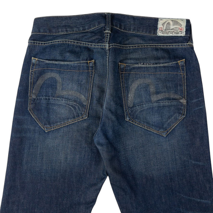 image of Vintage Puma X Evisu Double Gull Japanese Denim Jeans Size W34