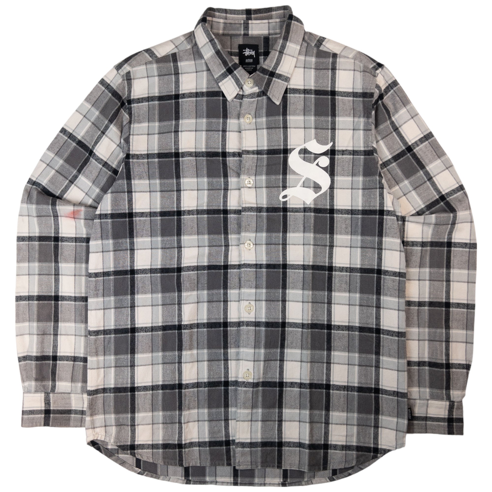 image of Vintage Stussy Button Up Long Sleeve Check Shirt Size M